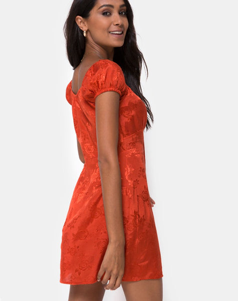 Gaval Mini Dress in Satin Rose Rust