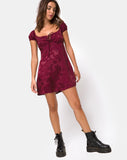 Gaval Mini Dress in Satin Rose Burgundy