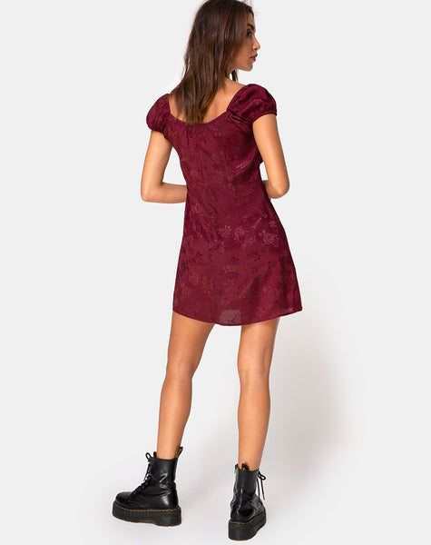 Gaval Mini Dress in Satin Rose Burgundy