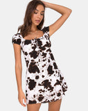 Gaval Mini Dress in Cow Hide Brown and White