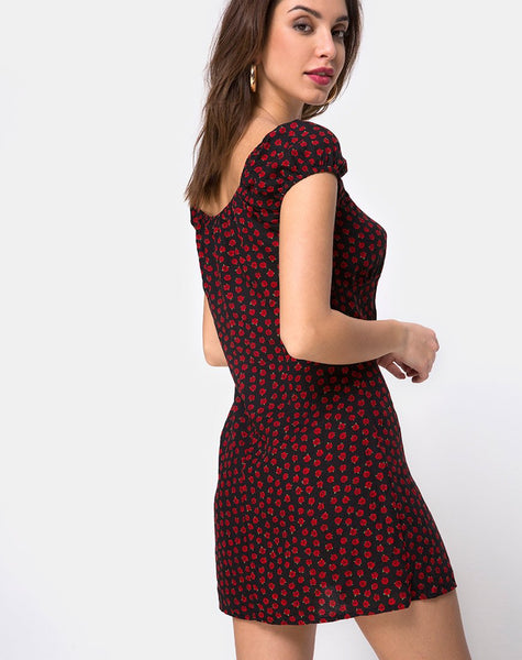 Gaval Mini Dress in Dotty Rose Black