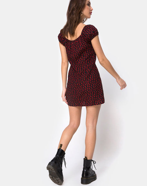 Gaval Mini Dress in Dotty Rose Black