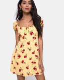 Gaval Mini Dress in Falling Rose Yellow