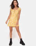 Gaval Mini Dress in Rose Bunch Yellow