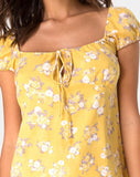 Gaval Mini Dress in Rose Bunch Yellow