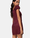 Gaval Mini Dress in Satin Cheetah Burgundy