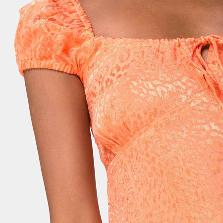 Gaval Mini Dress in Satin Cheetah Coral