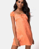 Gaval Mini Dress in Satin Cheetah Coral