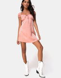 Gaval Mini Dress in Satin Cheetah Dusty Pink