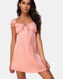 Gaval Mini Dress in Satin Cheetah Dusty Pink