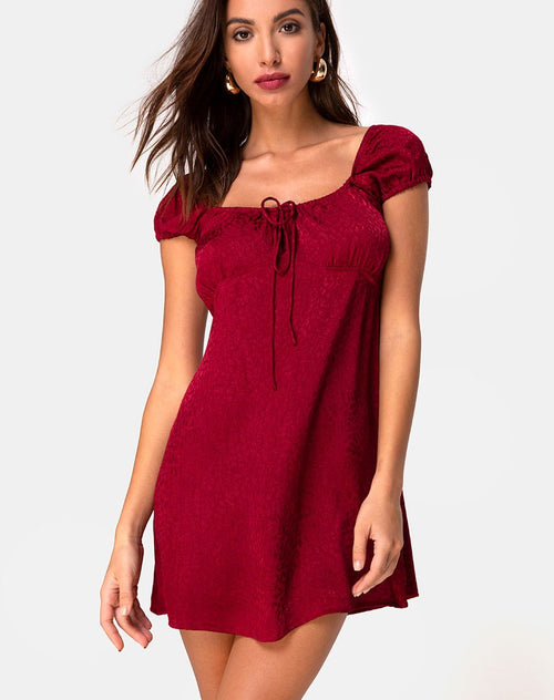 Gaval Mini Dress in Satin Cheetah Raspberry