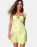 Gaval Mini Dress In Satin Rose Lime