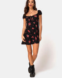 Gaval Mini Dress in Soi Rose Black and Red