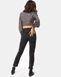 Gazalo Cropped Top in Ditsy Rose Black