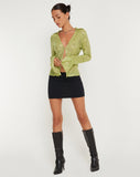 image of Gedza Button Top in Drape Sequin Lime Green