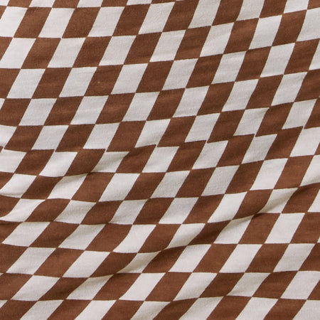 Gele Mini Dress in Diagonal Checker Tan and Ivory