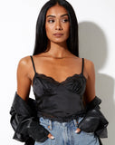 Image of Gemlou Cami Top in Satin Black