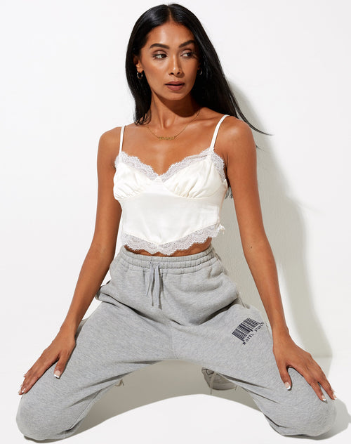 Image of Gemlou Cami Top in Satin Ivory