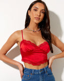 Image of Gemlou Cami Top in Satin Red