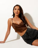 Image of Gemlou Cami Top in Satin Brown