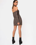 Geneva Bodycon Dress in Tiger Net Tan