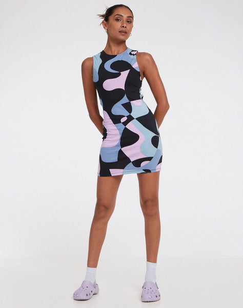 image of Genul Mini Dress in Abstract Purple