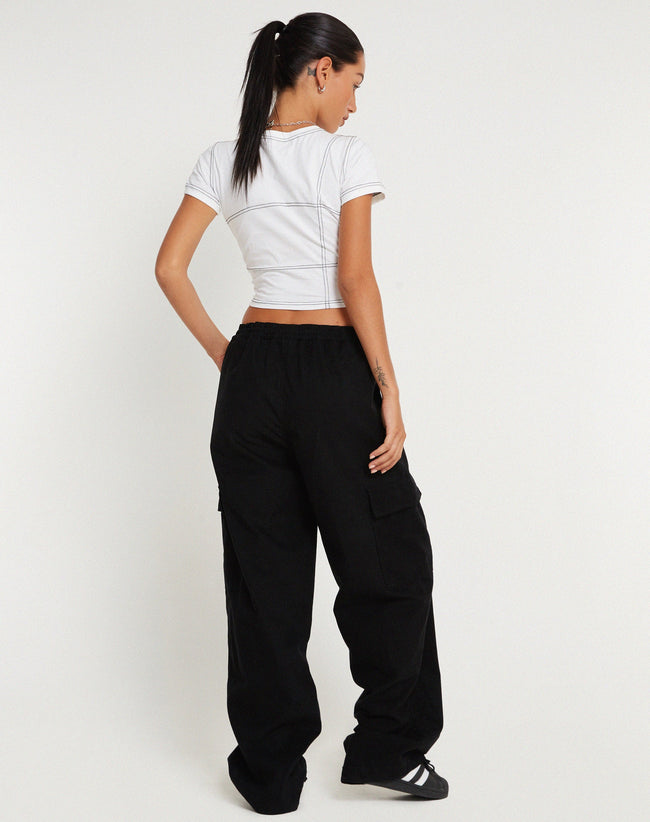 IMAGE OF Geona Wide Leg Cargo Trouser in Black