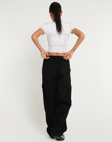 IMAGE OF Geona Wide Leg Cargo Trouser in Black