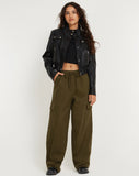 image of Geona Wide Leg Cargo Trouser in Dark Olive