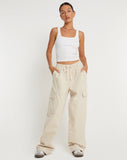 image of Geona Wide Leg Cargo Trouser in Ecru