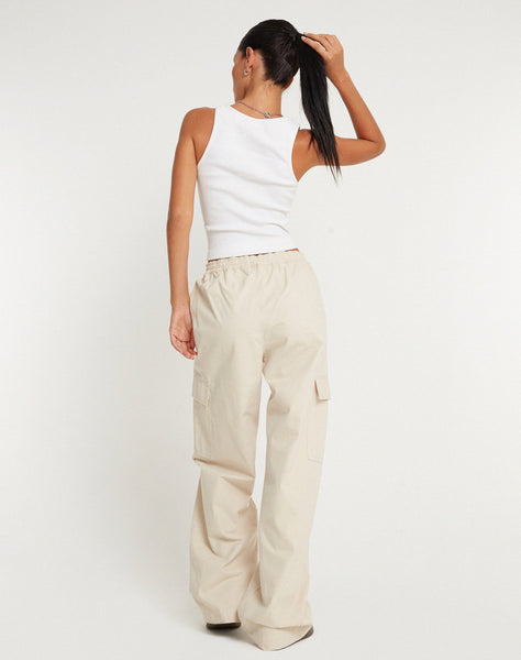 image of Geona Wide Leg Cargo Trouser in Ecru