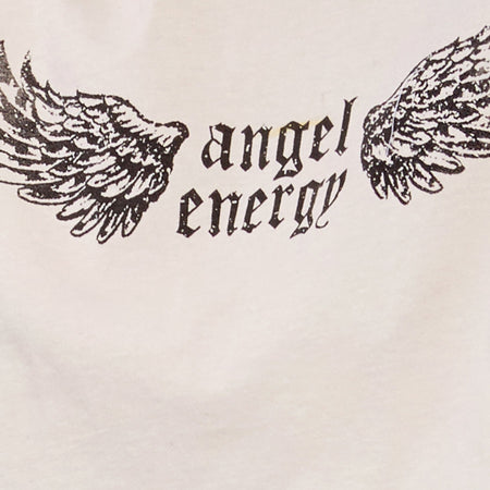 Georgi Cropped Tee in Stone 'Angel Energy' Wings