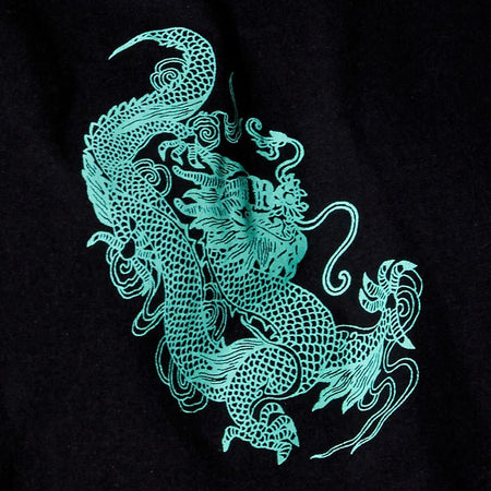 Georgi Cropped Tee in Black and Mint Dragon Placement