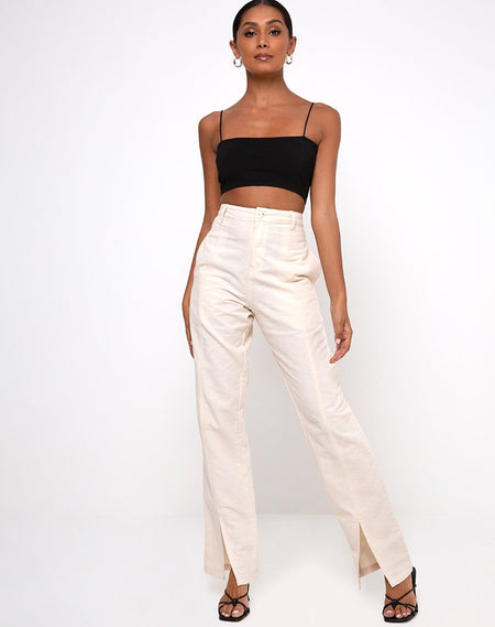 Jiva Flare Trouser in Rib Cream