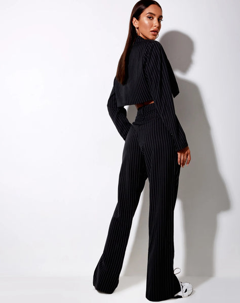 Image of Gesta Trouser in Pinstripe Black