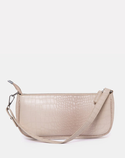 Gigi Shoulder Bag in Croc Beige