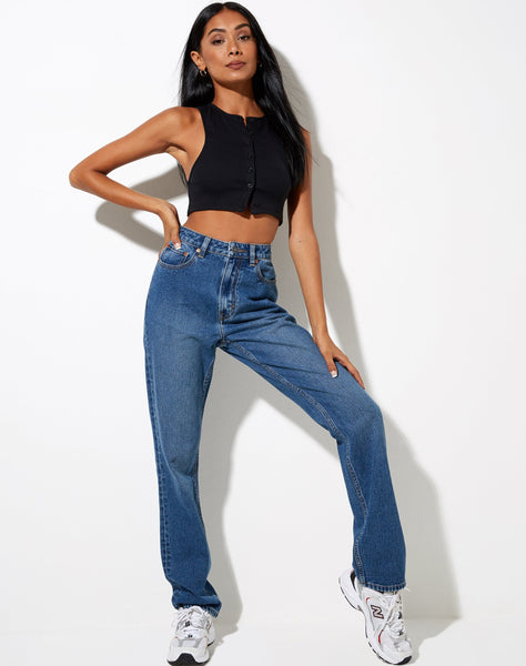 Image of Gilly Crop Top in Rib Black