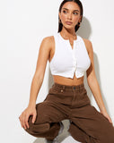 Image of Gilly Crop Top in Rib Ivory