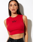 Gimon Crop Top in Racing Red Angelo Embro