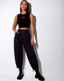 Gimon Crop Top in Rib Black Angelo Embro