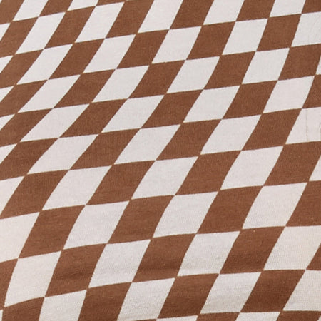 Gimon Crop Top in Diagonal Checker Tan and Ivory