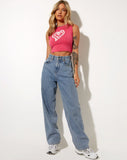 Gimon Crop Top in Hot Pink Heart