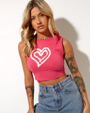 Gimon Crop Top in Hot Pink Heart