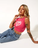 Gimon Crop Top in Hot Pink Heart