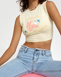 Image of Motel X Barbara Kristoffersen Gimon Crop Top in Buttercream Running Away