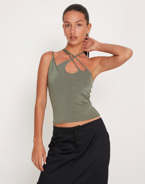 Image of Giola Crop Top in Khaki