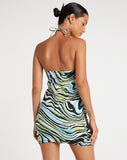 image of Giori Mini Dress in Warped Zebra Blue