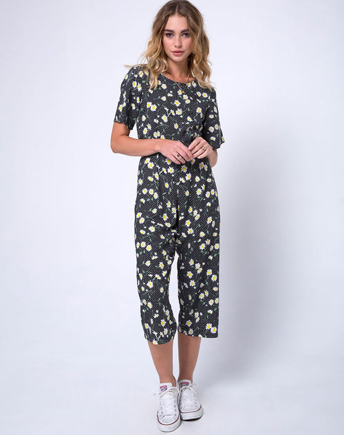 Giotto Jumpsuit in Polka Daisy Black