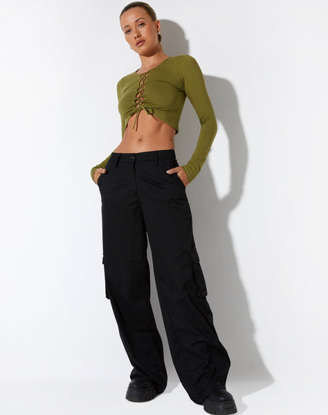 image of Gisy Crop Top in Lycra Khaki