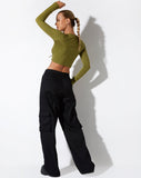 image of Gisy Crop Top in Lycra Khaki